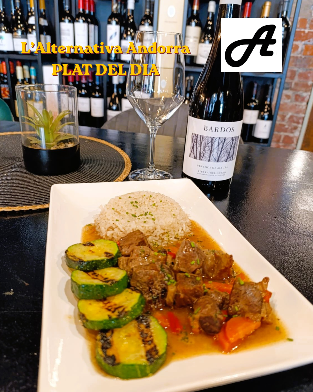 🍽️✨ Avui dijous al migdia i els divendres a L’Alternativa Andorra tenim PLAT DEL DIA! A un preu increïble, bona cuina, tot inclòs a preu de bogeria! Cuina casolana, sabor autèntic i plats que fem cada matí de dijous i divendres a la nostra cuina perquè arribin a taula amb tota la seva essència. Cada dijous i divendres proposem un plat diferent, sempre amb producte fresc i el toc personal del nostre xef. I per completar l’experiència, res millor que acompanyar-lo amb un vi del nostre celler, seleccionat amb cura per maridar a la perfecció amb cada proposta. Vine a descobrir què hem preparat avui… Cuina honesta, feta a casa i pensada per gaudir. #LAlternativaAndorra #PlatDelDia #CuinaCasolana #CellerAndorra #GastronomiaAndorra